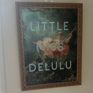 Vintage Style Framed Wall Art with Gold Frame- Little Miss Delulu